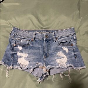 American Eagle Outfitters Blue Distressed Jean Shorts